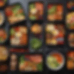 A stylish bento box showcasing vibrant food arrangements