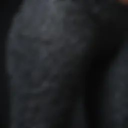 A close-up of cinched leggings showcasing intricate fabric details