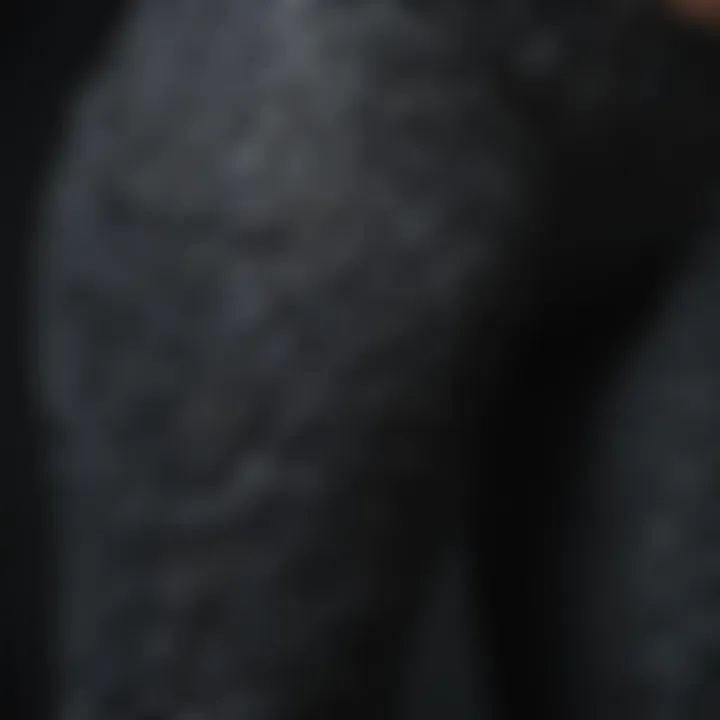 A close-up of cinched leggings showcasing intricate fabric details