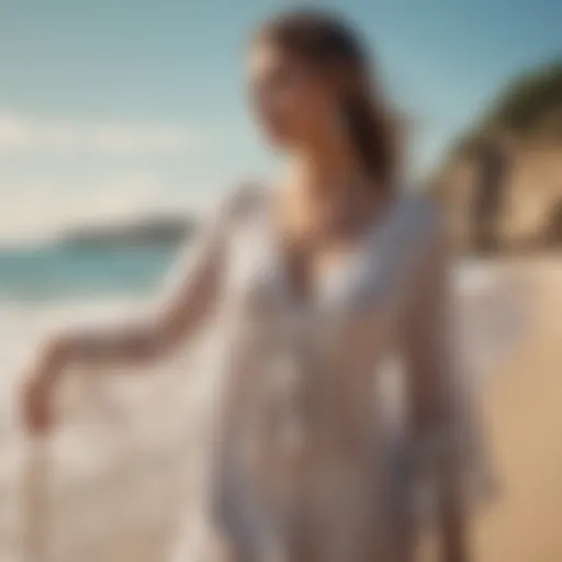 Elegant beach cover-up with tassels fluttering in the breeze