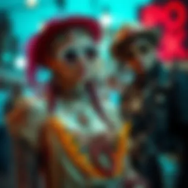 Eclectic Boho Punk Ensemble A vibrant boho punk outfit showcasing layered textures and eclectic accessories.