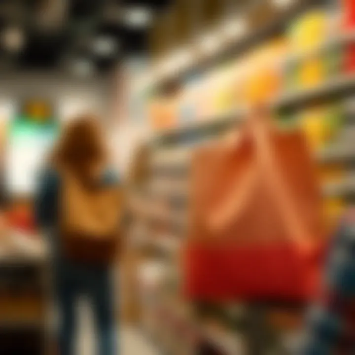 Bulk purchasing of canvas grocery bags at a store