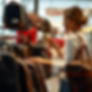 Choosing Styles for Weekender Bags A woman choosing among various styles of weekender bags