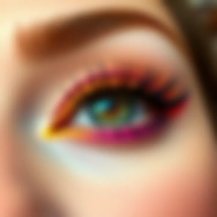 Artful Eye with Colorful Eyeliner Close-up of an eye adorned with colorful eyeliner