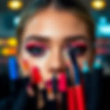 Vibrant Eyeliner Showcase Vibrant eyeliner colors displayed elegantly