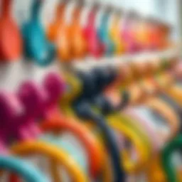 Elegant display of vinyl coated hooks in various colors and sizes