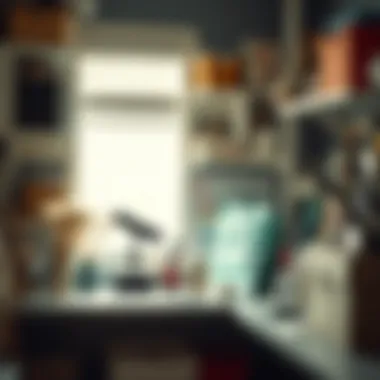 Craft Space Organization with Vinyl Coated Hooks Organized craft space featuring vinyl coated hooks for easy access