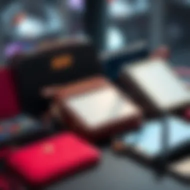 Variety of touch screen purses arranged