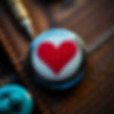 Showcase of a Unique Picture Button Design A close-up of a completed picture button featuring a unique design, ready to be used