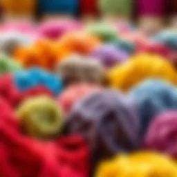 Colorful yarn balls arranged creatively