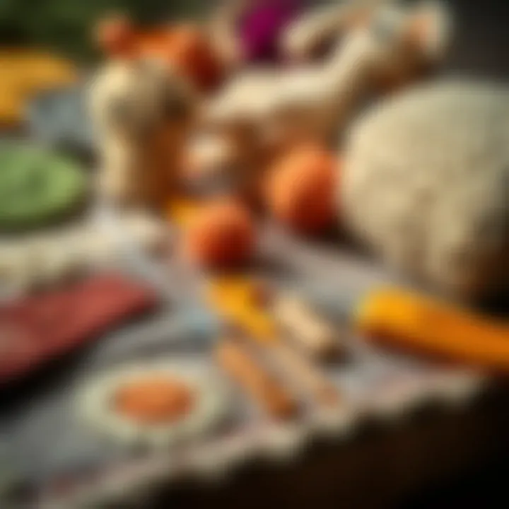 Essential crochet tools laid out neatly