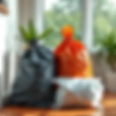 Artistry in Waste Management: Trash Bags as Decor Artistic representation of trash bags in home decor