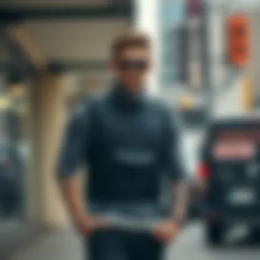 Urban Fashion Meets Fitness with Weighted Vests Stylish individual wearing a discrete weighted vest in an urban setting.
