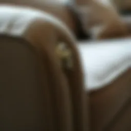Close-up of a fabric couch showing pilling