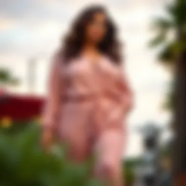 Body Positivity in Fashion Fashion illustration depicting body positivity with a plus size blush jumpsuit