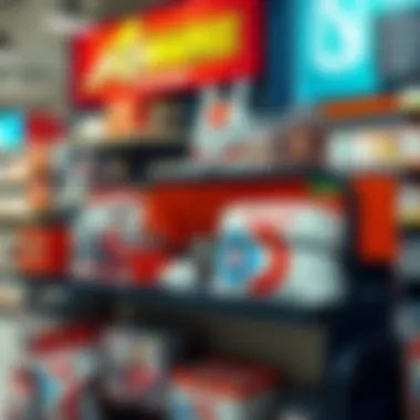 Creative arrangement of Miniso Marvel items on a retail shelf