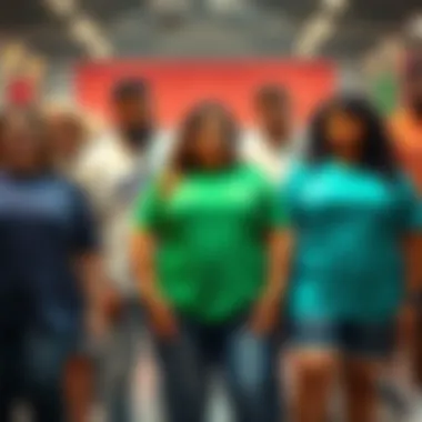 Diverse Styles of Plus Size T-Shirts A diverse group showcasing different styles of plus size T-shirts