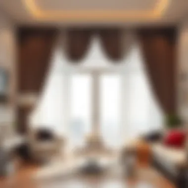 Contemporary room featuring American-style curtains