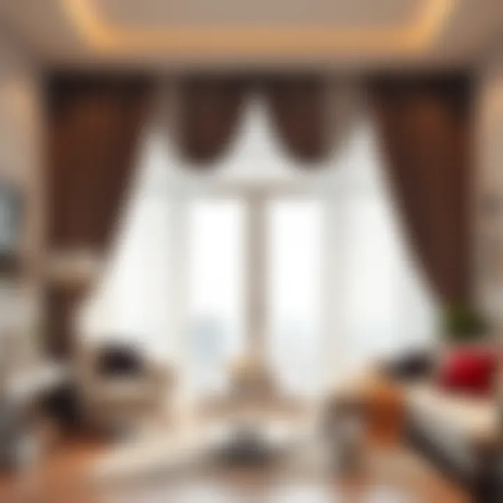 Contemporary room featuring American-style curtains