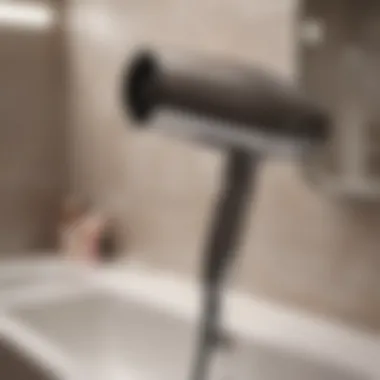 Luxury Hair Dryer Experience An elegant hair dryer with a cap in a luxurious bathroom setting