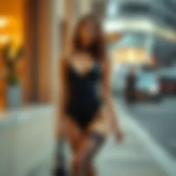 A stylish bodysuit paired with elegant stockings showcasing modern fashion trends.