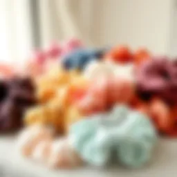 Elegant display of bridesmaid scrunchies in assorted colors