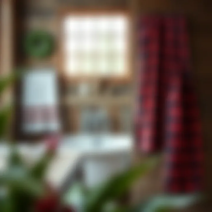 Buffalo Plaid Towels in a Rustic Setting Buffalo plaid towels harmonizing with rustic bathroom decor