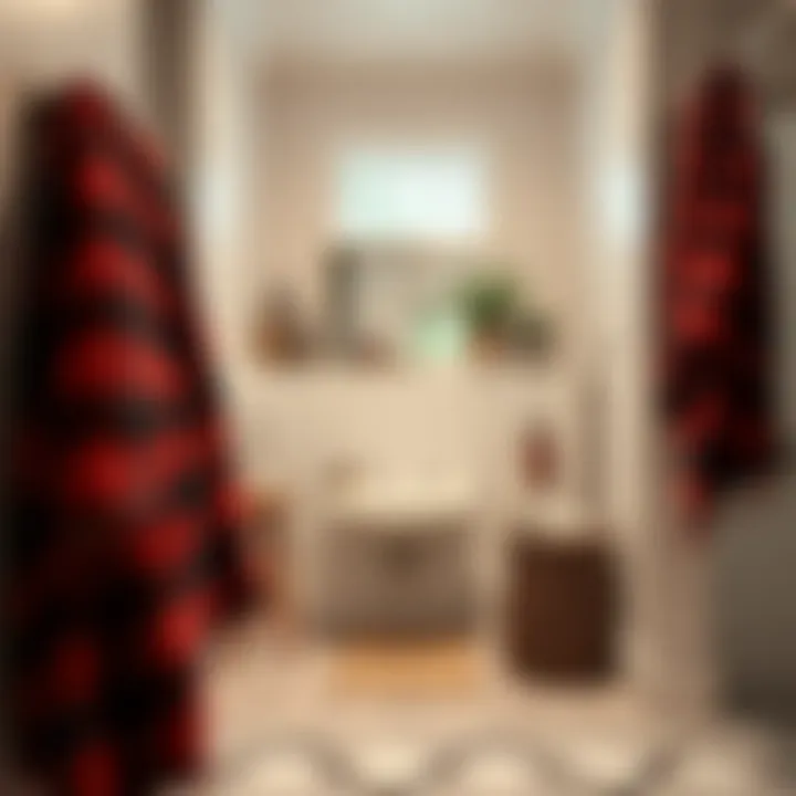 Buffalo Plaid Towels in Bathroom A well-organized bathroom featuring buffalo plaid towels as accents