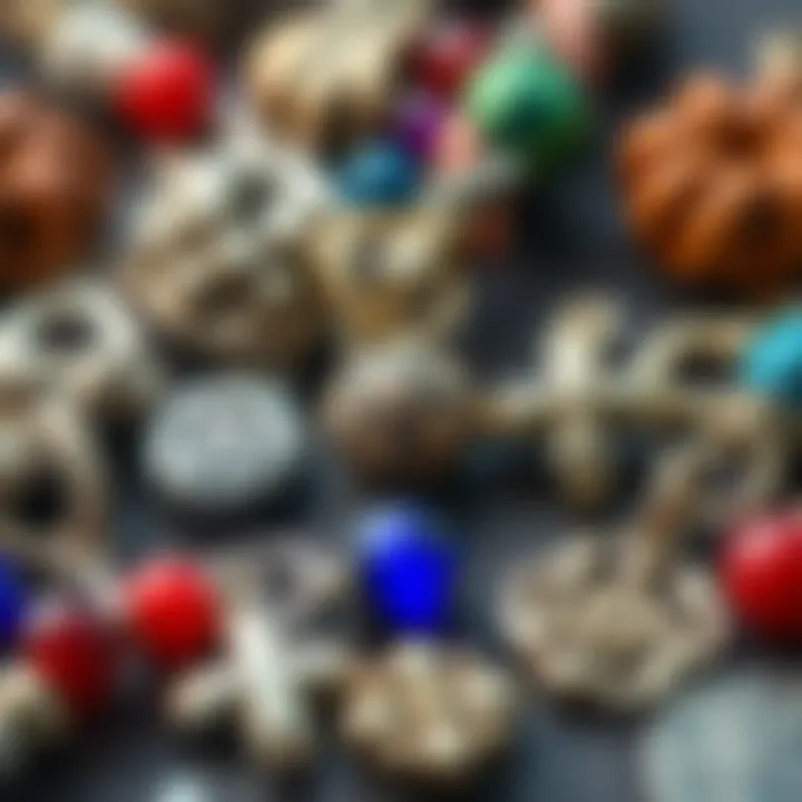 A variety of materials used for crafting braid charms