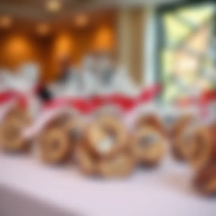 Corporate Event Setup with Clear Cookie Bags A corporate event setup featuring clear bags filled with gourmet cookies.
