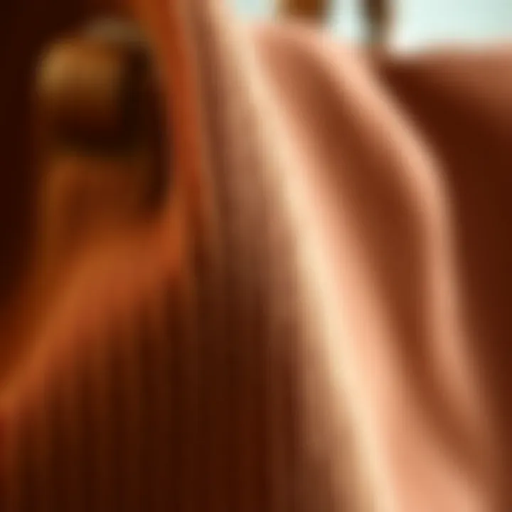 A close-up view of corduroy fabric showcasing its unique texture