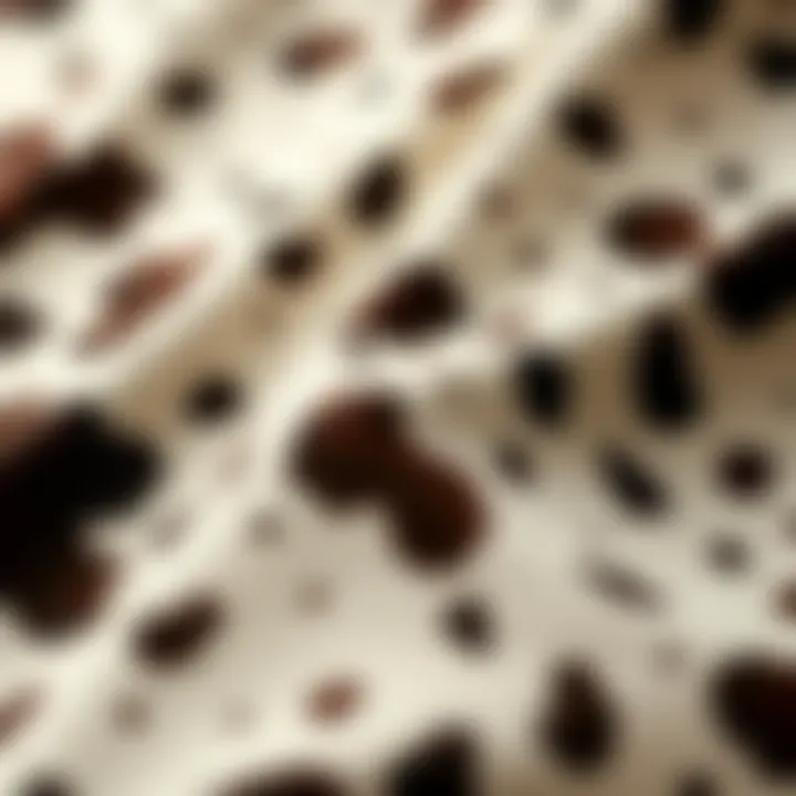 Texture Exploration of Cow Print Fabric Close-up of cow print fabric texture