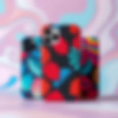 Trendy phone cases showcasing vibrant colors and patterns