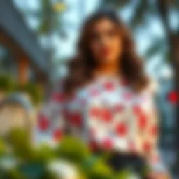 Elegant plus size blouse with floral patterns