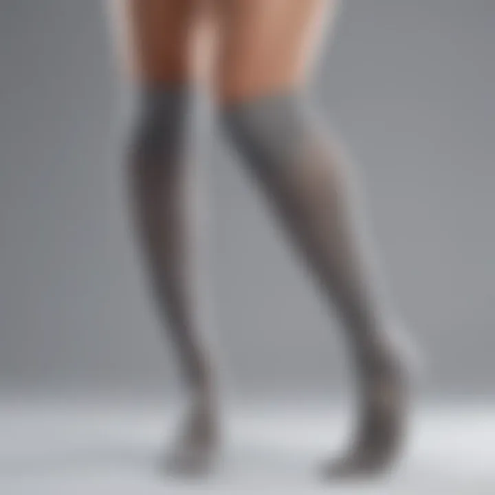 A close-up view of easy on easy off compression stockings showcasing their unique fabric texture