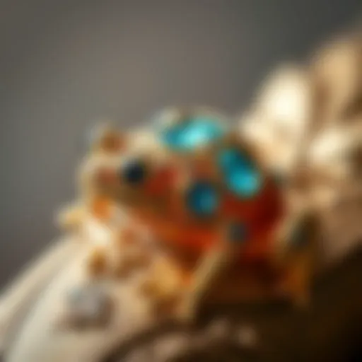 Exquisite vintage frog brooch adorned with gemstones