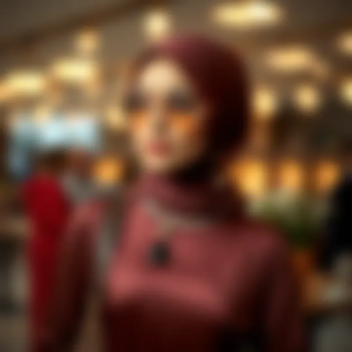 An elegant modest evening dress styled with tasteful accessories.