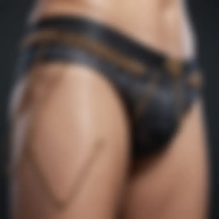 A close-up of a stylish chain thong showcasing intricate designs and craftsmanship.