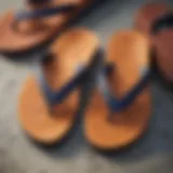 Close-up of a thick-soled flip flop highlighting its textured surface