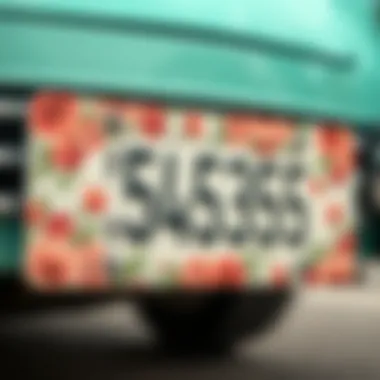 Close-Up of Floral Patterns Close-up of floral patterns on license plate frame