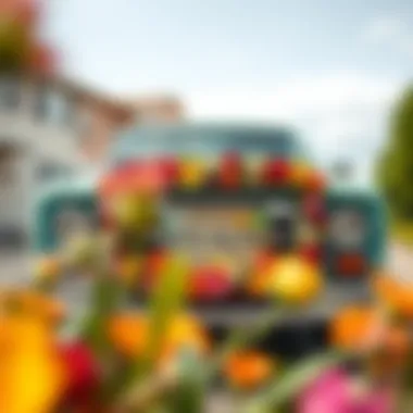 Colorful Floral Frame on Vehicle Colorful floral frame on a vehicle