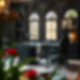 Gothic Elegance in Office Furniture Elegant gothic desk setup with dark wood and ornate details