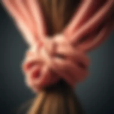 Quality and Texture in Hair Tie Design Close-up of knotted elastic hair tie demonstrating texture and material quality