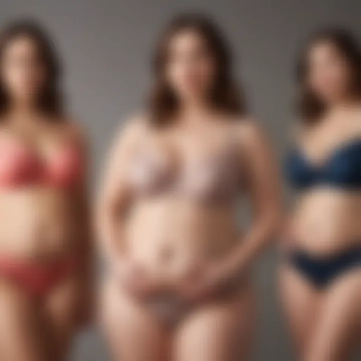 Diverse range of plus size maternity lingerie styles displayed