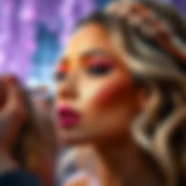 Artistry in Action: The Magic of Mermaid Brushes Artistic display of makeup application with mermaid brushes enhancing creativity