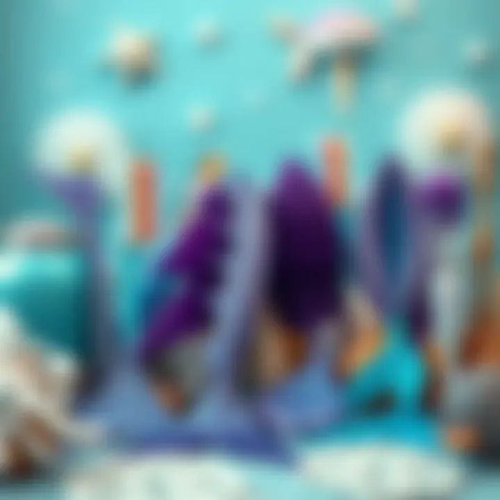 Oceanic Inspiration: Mermaid Brushes in Aesthetic Settings A collection of mermaid brushes set against a backdrop of ocean-themed decor