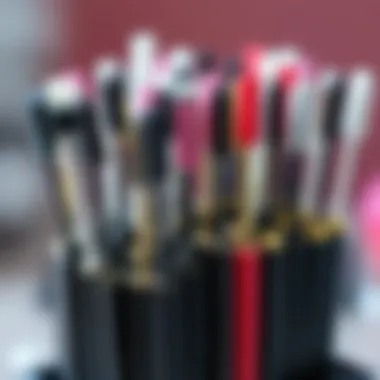 Artistic Arrangement of Mini Mascara Wands A collection of various mini mascara wand applicators arranged artistically