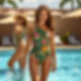 Vibrant Patterns in One-Piece Bathing Suits Stylish one-piece bathing suit with vibrant patterns