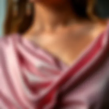 Close-up of fabric textures used in one-shoulder cocktail dresses.