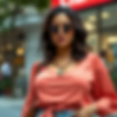 Outfit combinations featuring peach colored plus size tops